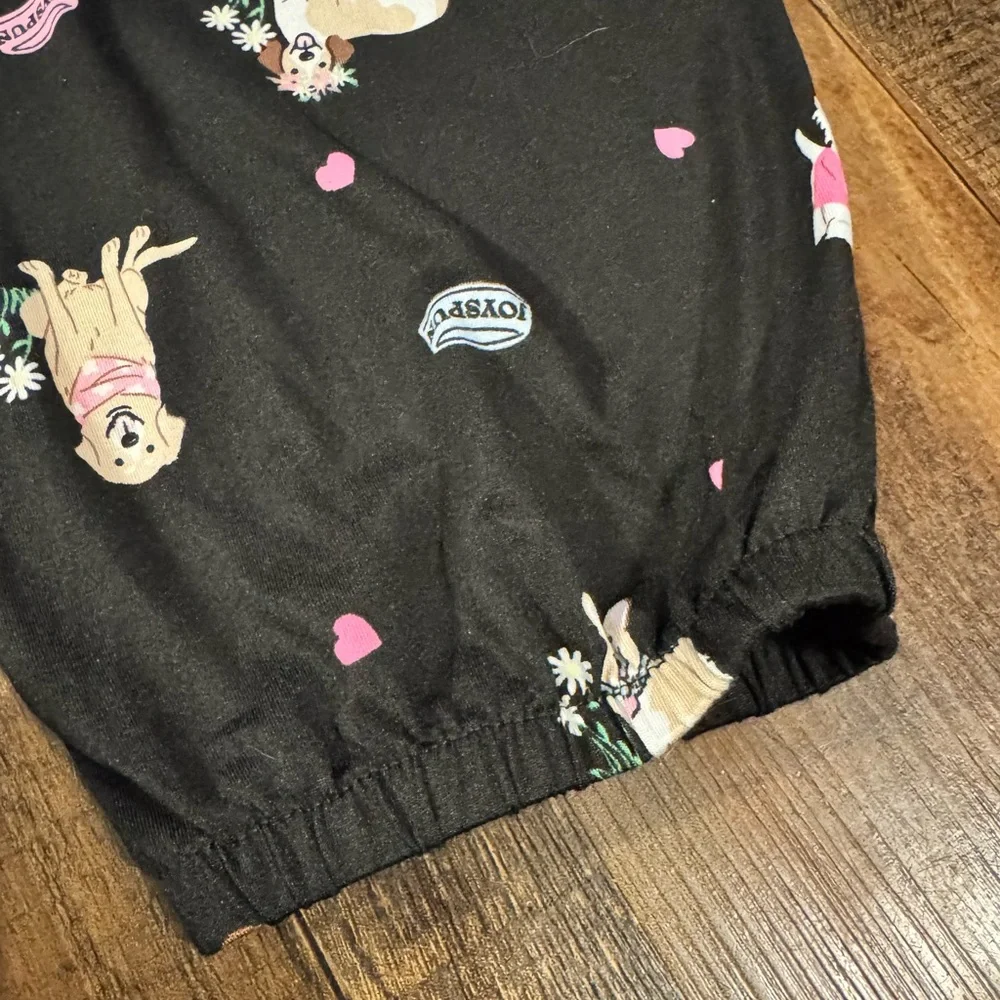 Joy Spun Women’s 2X Sleepwear Pajama Bottoms Joggers Dogs Black Novelty Pockets